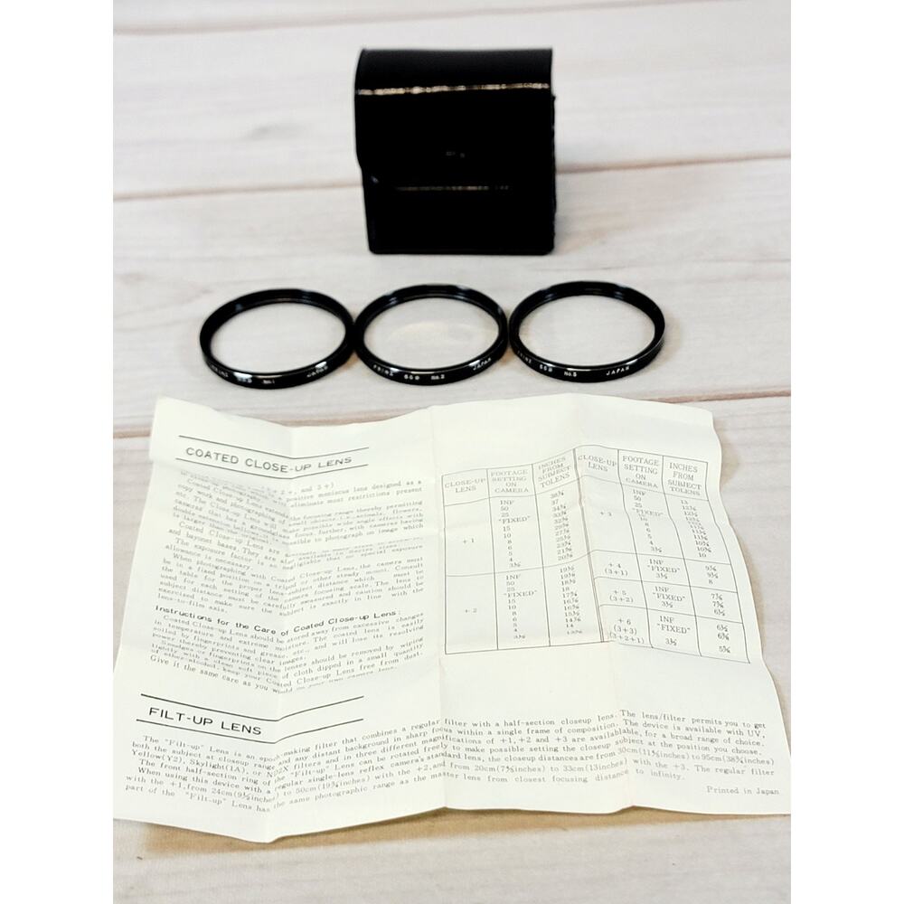 Prinz 52mm Closeup Lens Set #1, 2, 3 With Case and Manual Made in Japan